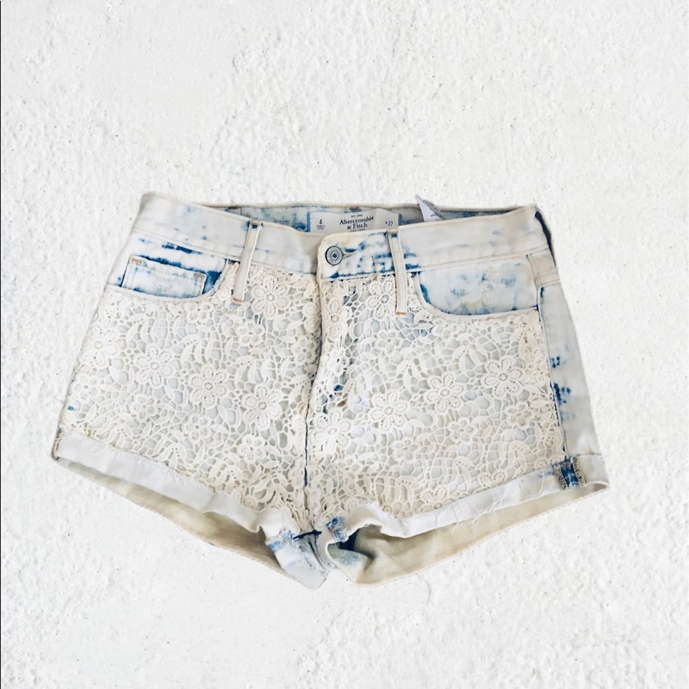Abercrombie High Waist Lace Denim Shorts